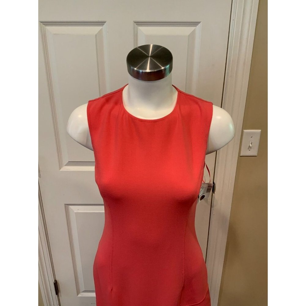 Michael Kors Collection Coral Pink Wool Crepe Fit & Flare Dress, Size 2 - Picture 2 of 9